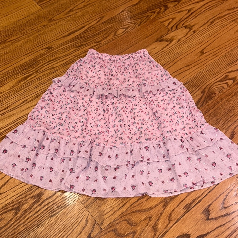 Zara Girl’s Pink Floral Ruffle Skirt Size 7